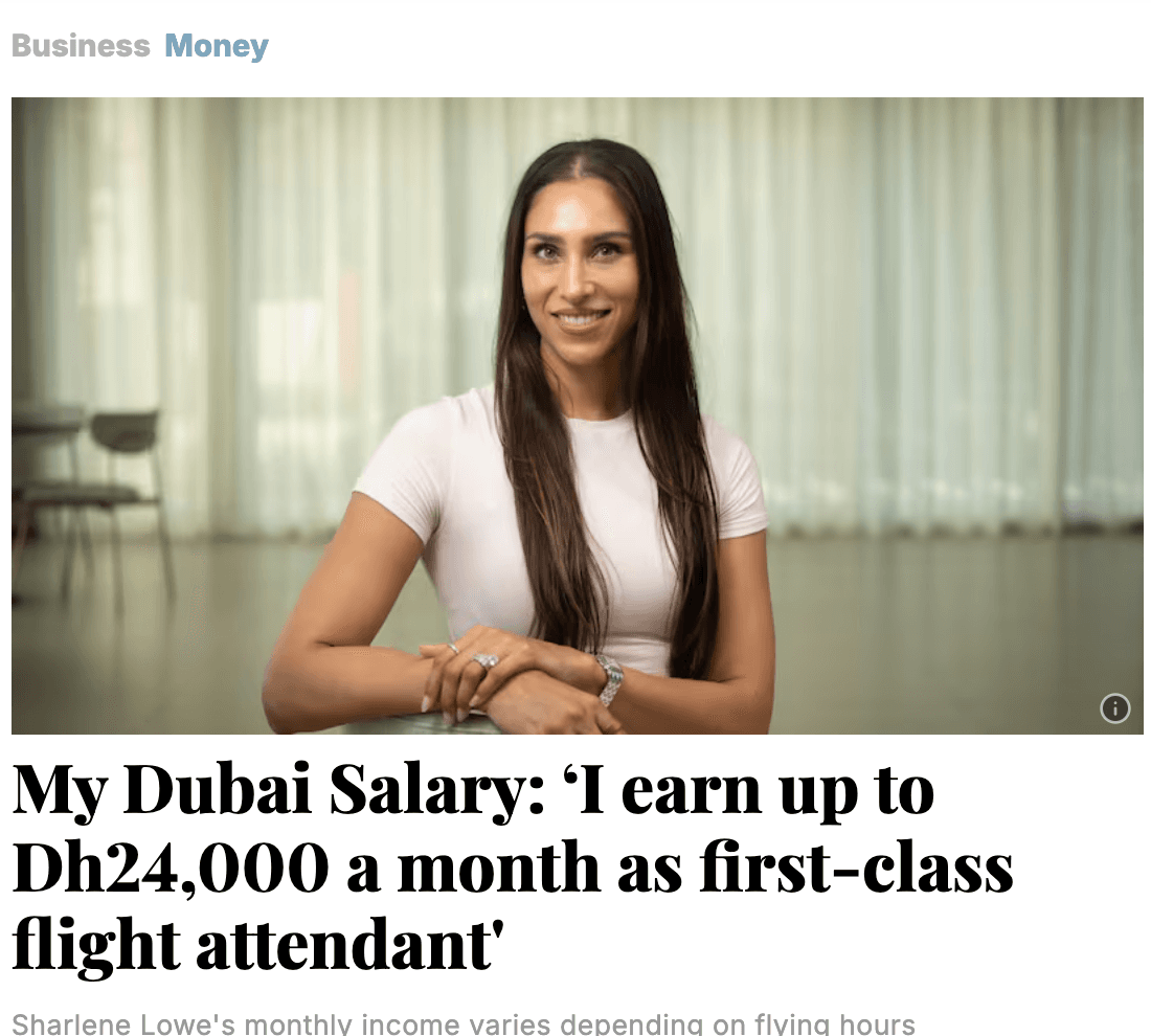 The National article, My Dubai Salary, featuring Sharlene Lowe
